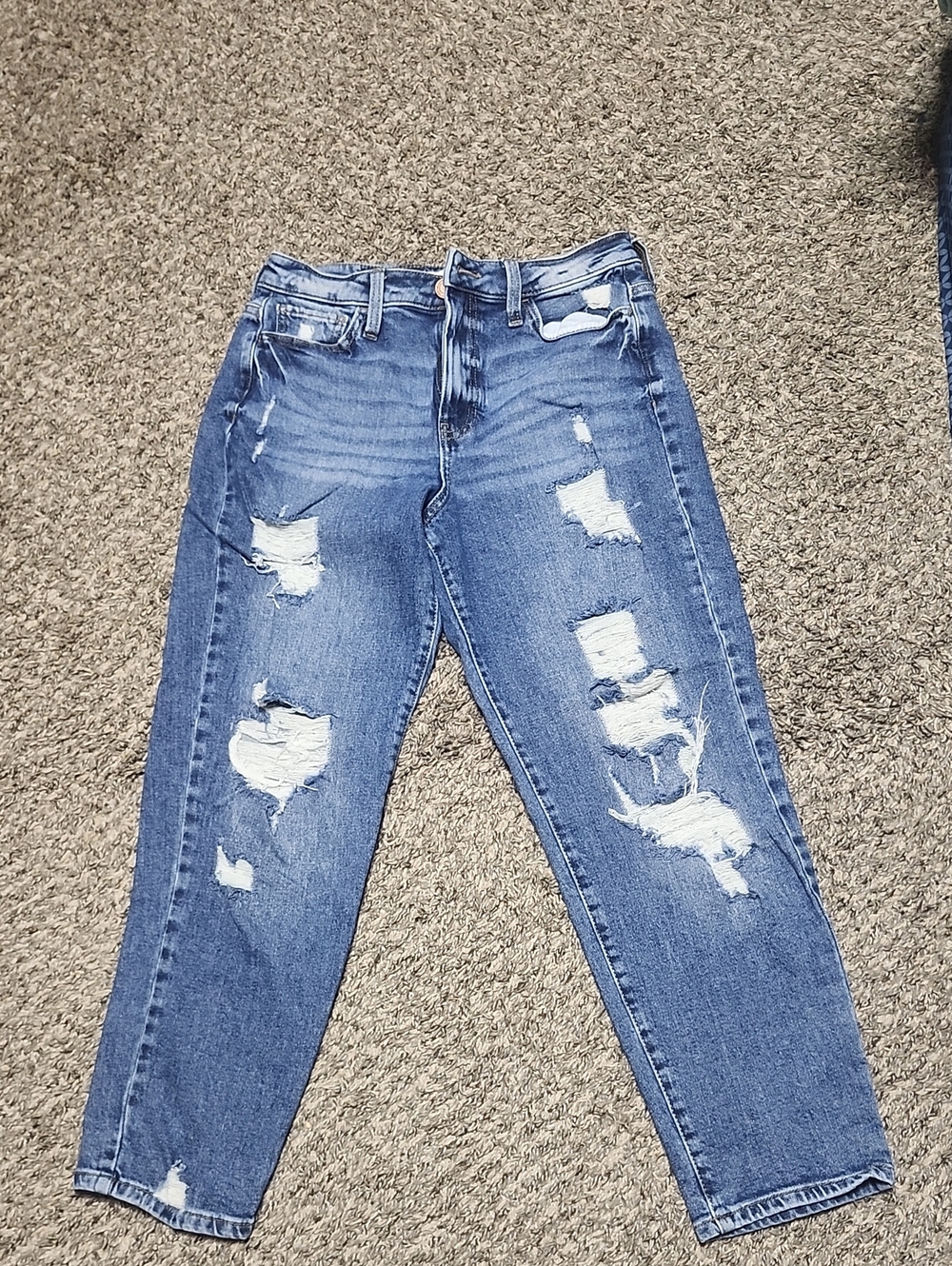 SO Women's Blue Distressed Boyfriend Jeans